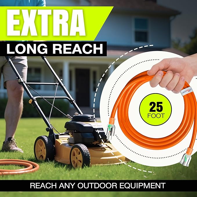 25ft Outdoor/Indoor Extension Cord 14/3 Gauge Heavy Duty 3 Prong SJTW, Waterproof, ETL Listed, Flexible Cold-Resistant Long Power Cord,15A 125V 1875W, Orange by LifeSupplyUSA