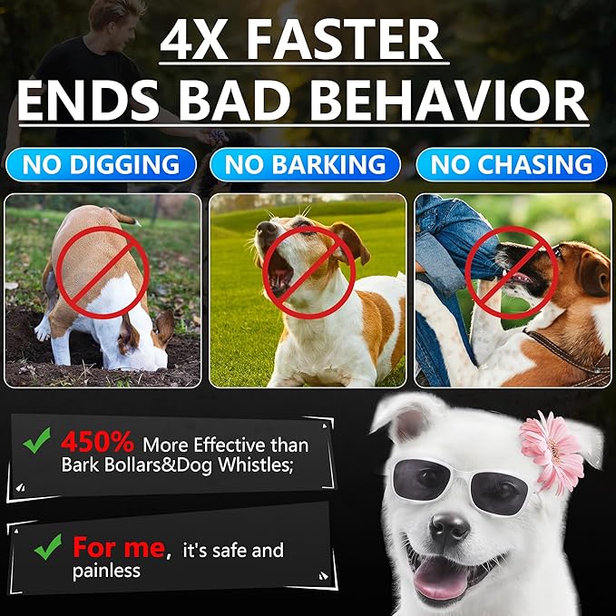 MODUS New Anti Barking Device, 4X Ultrasonic Emitters Dog Bark Deterrent Device, Rechargeable Dog Barking Control Devices with 50ft Range Dog Training Tool, Alternative to Dog Shock Collar (Blue)