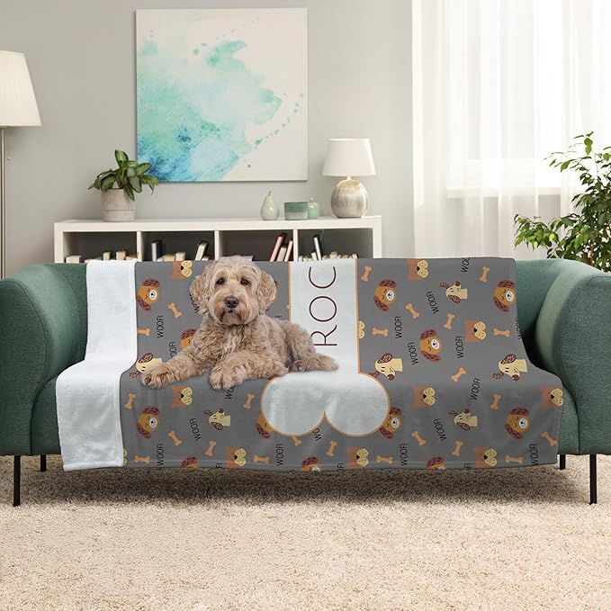 Prints Next Day – Custom 30" x 40" Fleece Pet Lightweight Blanket with Name - Gift for Dog or Cat Owners - Personalized Couch Throw - Puppy Patterned - Printed in America