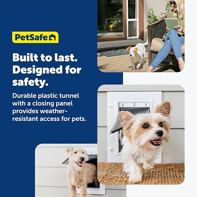 PetSafe Wall Entry Pet Door - Rust-Free Telescoping Frame - Easy Install for Interior & Exterior Walls 4 3/4" - 7" Thick - Small - for Pets Up to 15 Lb