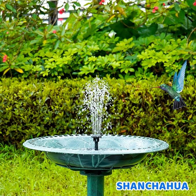 2.5W Solar Bird Bath Fountain Pump, Solar Fountains, Solar Powered Water Fountain with 6 Nozzles and Fixer for Bird Bath, Outdoors, Fish Tank, Pond, Pool and Garden