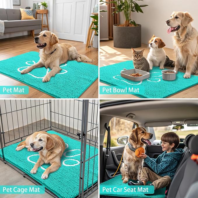 Smiry Dog Door Mat for Muddy Paws, Absorbent Dirt Trapper Non Slip Quick Dry