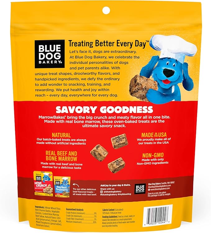 Blue Dog Bakery MarrowBakes Snacks | Small, Crunchy Beef Flavor Treat | Natural Healthy Dog Treats, 12 oz (Pack of 1)