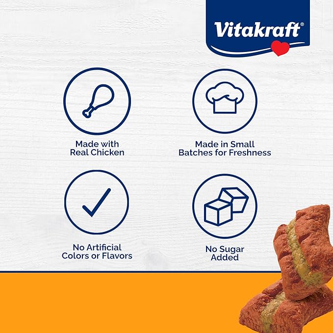 Vitakraft Meaty Morsels Soft & Chewy Dog Treats – Over 70% Meat with Meaty Filling – Meat Filling Chewy Treats for All Ages – No Artificial Colors, Flavors or Added Sugar – 4.2 oz Resealable Bag