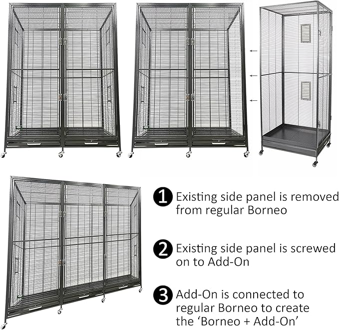 Exotic Nutrition Borneo Version II Small Animal Cage - for Sugar Gliders, Squirrels, Marmosets & Other Small Pets (Add-On)