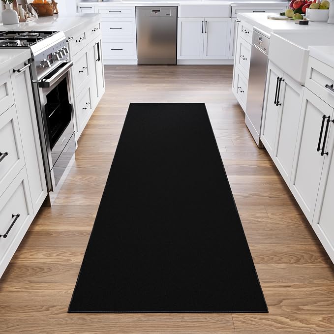 Ottomanson Hallway Runner Rug 2'7" x 12' Non Slip Solid Area Rugs Easy to Clean
