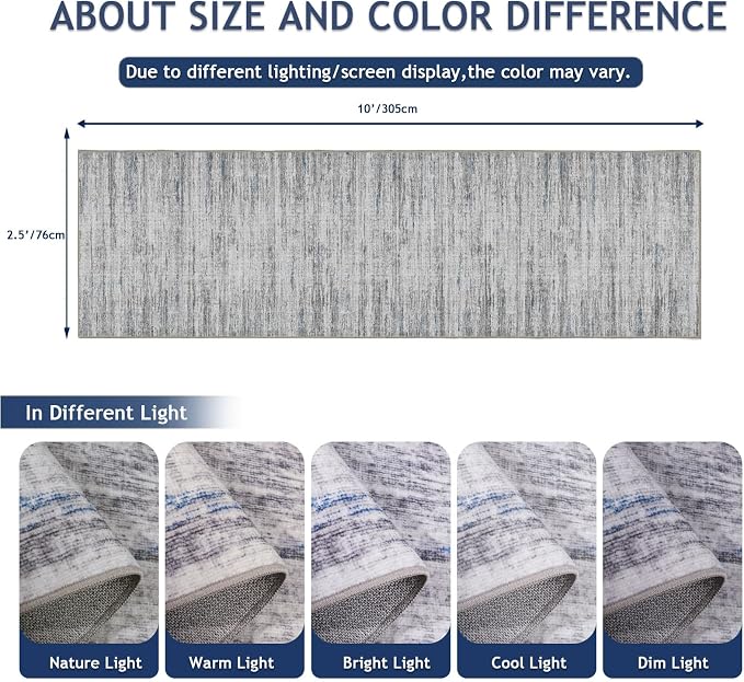 2.5x10 Washable Runner Rugs, 10 ft Runner Rug