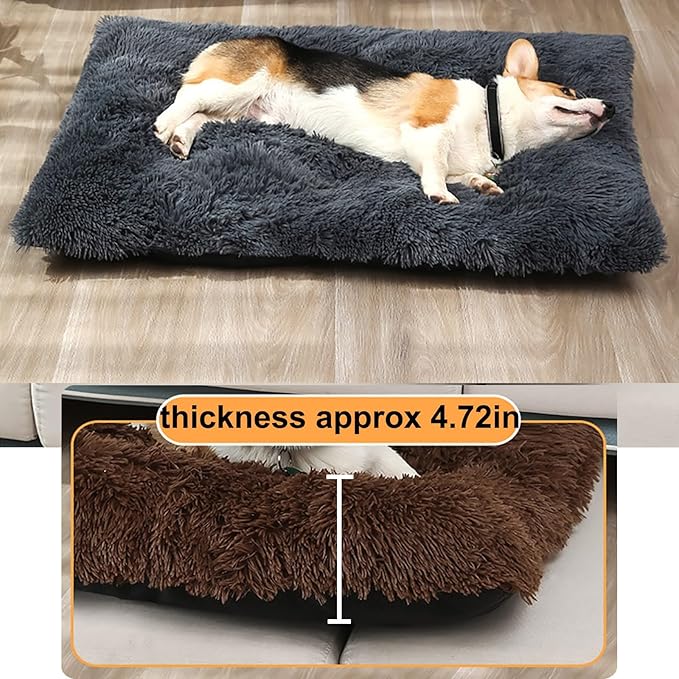 Dog Crate Mat, Dog Bed for Large Dogs, Comfy Fluffy Kennel Pad Anti-Slip for Dog beds & Furniture, Quilted Dog Bed for Pets for Medium/Small Dogs Cats (Color : Gray 1, Size : 30x21)