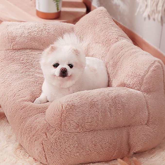 Pet Sofa Bed, Cat and Dog Couch Bed with Removable Washable Cover, Soft Plush Warm Pet Furniture with Anti Skid Bottom for Indoor Cats and Small Dogs (M)