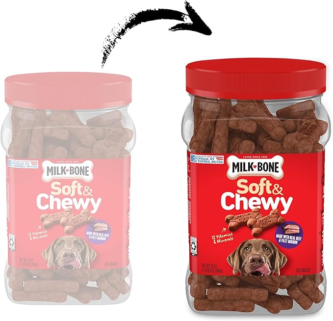 Milk-Bone Soft & Chewy Dog Treats, Beef & Filet Mignon Recipe, 25 Ounce (Pack of 2)