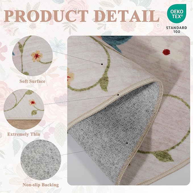 DUKINO 2x10 Runner Rug for Hallway, Washable Kitchen Runner Rug