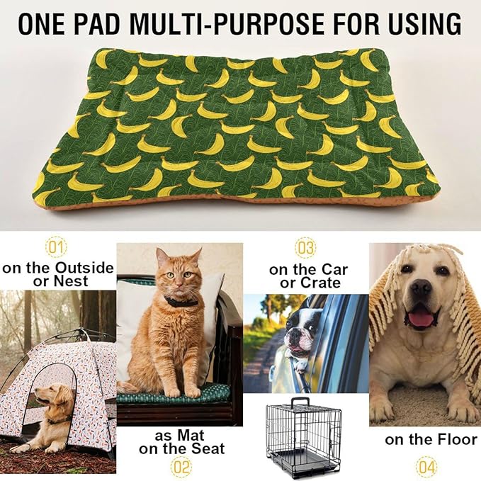 Pet Bed Banana Fruit Dog Bed Mat Absorbing Non Slip Pad Pet Sleeping Mat for Small, Medium, and Large Dogs Puppy Cat 36 in x 24 in