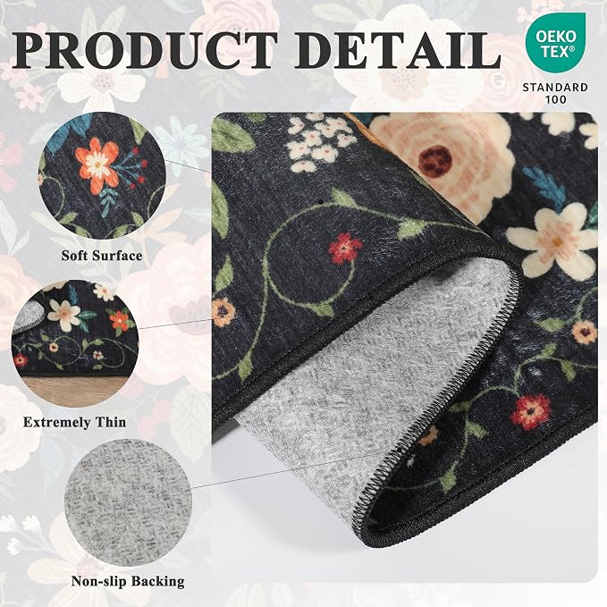 DUKINO 3x5 Area Rug, Floral Rugs