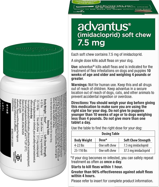 Advantus Dog Fast Acting Oral Flea Treatment Soft Chewable 4 - 22 lbs. | 7 ct.