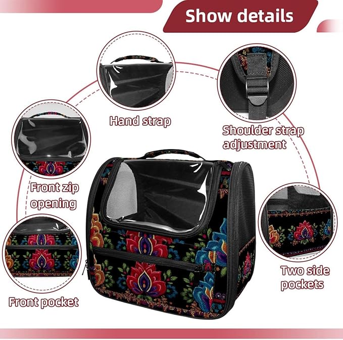 Motifs African Boho Paisley Floral (26) Pet Carrier Airline Approved Pet Carrier Bag Dog Carrier for Small Medium Cats Dogs Puppies Kitten
