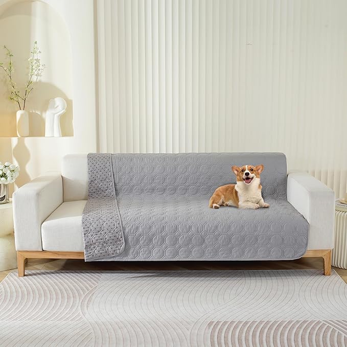 Waterproof Dog Bed Cover Non-Slip Stain Resistant pet Sofa Cushion, pet Mattress Cover Cover, Sofa Furniture Protector for Small Dogs Large Dogs and Cats (Light Gray) (52x80in)