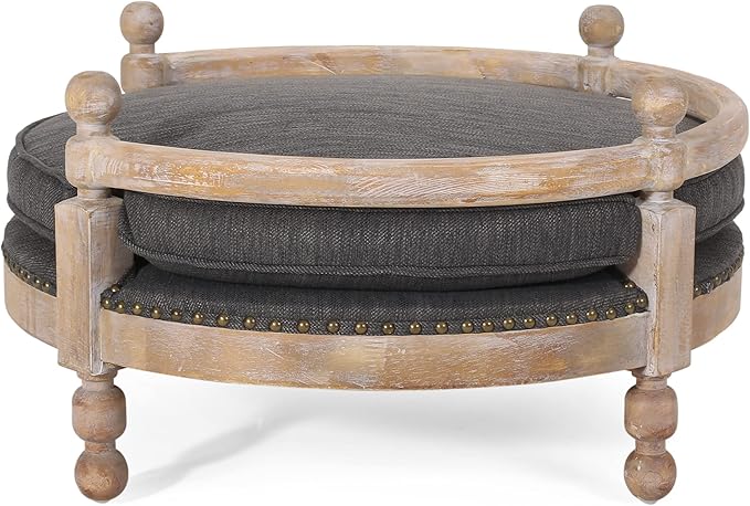 Christopher Knight Home Rines Upholstered Medium Pet Bed - Charcoal/Antique Natural