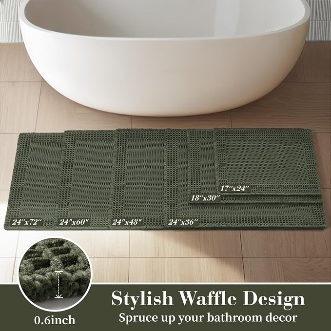 RESARE Waffle Bath Mat for Bathroom, Super Absorbent Bathroom Rugs Non Slip