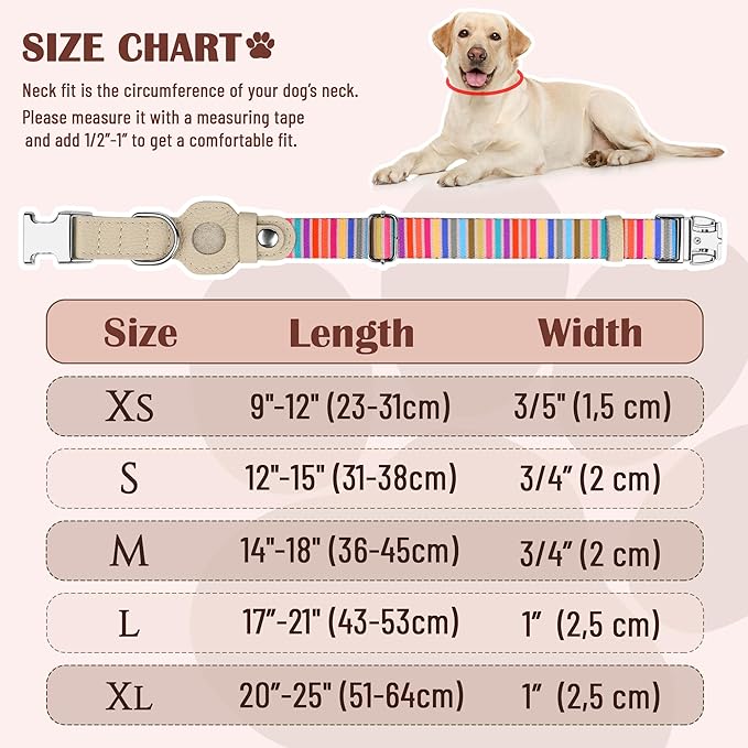 AirTag Dog Collar for Small Medium Large Breed - Adjustable Cute Pattern Dog Collar with Airtag Holder - Soft Leather Tracker GPS Apple Air Tag Pet Collars (Medium, 14"-18" Neck Fit, Serape)