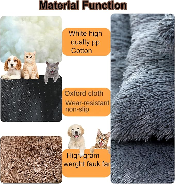 Dog Crate Mat, Dog Bed for Large Dogs, Comfy Fluffy Kennel Pad Anti-Slip for Dog beds & Furniture, Quilted Dog Bed for Pets for Medium/Small Dogs Cats (Color : Coffee, Size : 36x25)
