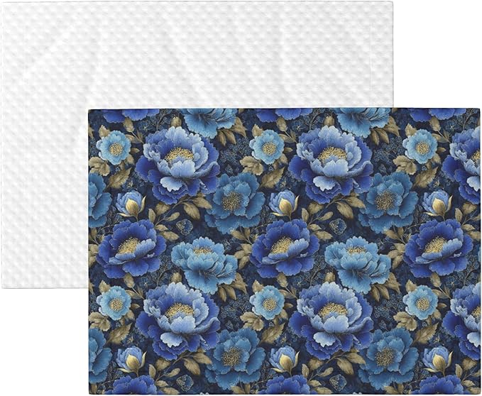 Waterproof Dog Blanket Soft Pet Blanket for Puppy Cat, Fleece Cat Throw Blankets for Furniture Bed Couch Sofa Reversible - Vintage Blue Floral 1