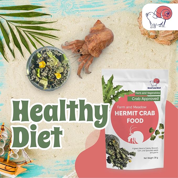 Farm & Meadow Hermit Crab Food – Corn, Broccoli & Leafy Greens with Sprouted Grains – 39g – Snout and Shell