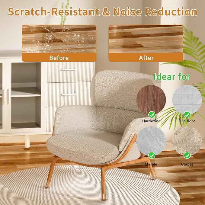 24 PCS Silicone Chair Leg Floor Protectors Small Rubber Felt Furniture Pads