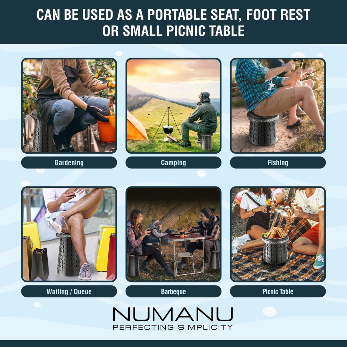 NUMANU XXL Collapsible Stool for Adults, Portable Folding Seat, 1000 lbs