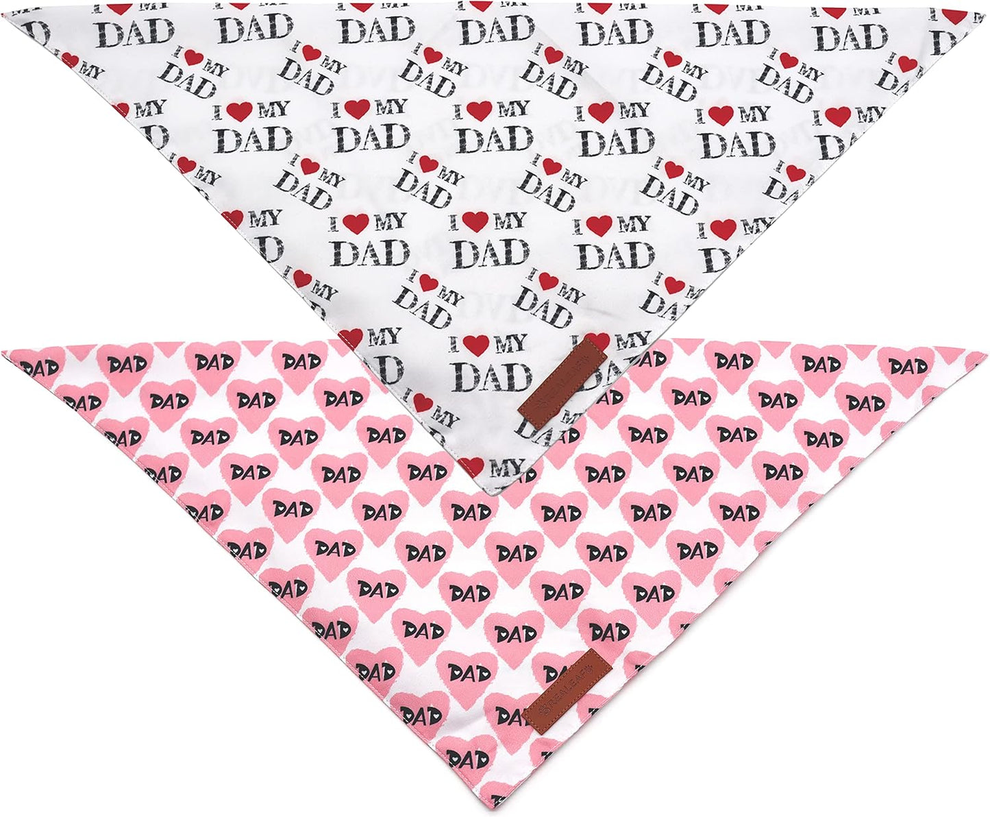 Realeaf Fathers Day Dog Bandanas 2 Pack, Reversible I Love My Dad Pet Scarf for Boy and Girl, Premium Durable Fabric, Bandana for Small Medium Large and Extra Large Dogs (X-Large)