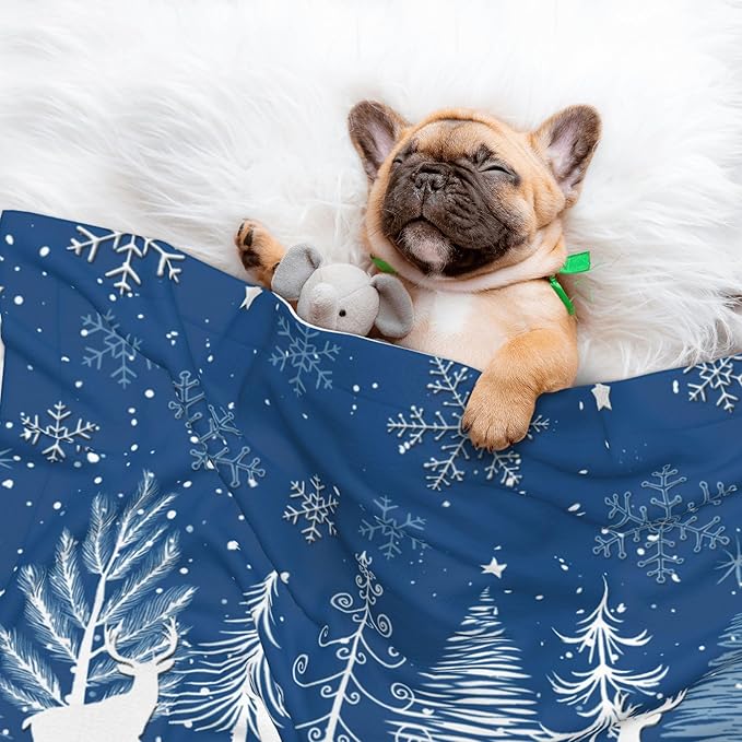 Winter Tree Blanket - Snowflake Throw Blanket 40 x 30 mas Mooses Trees Couch Blankets for Puppy Dogs Cats