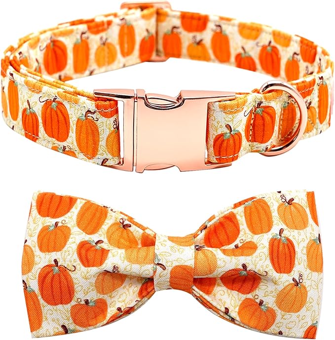 Dog Collars - Halloween Pumpkin Bowtie Dog Collar Gift Soft Bow Collar Pet Adjustable Metal Buckle Pet Collar for X-Small Dogs