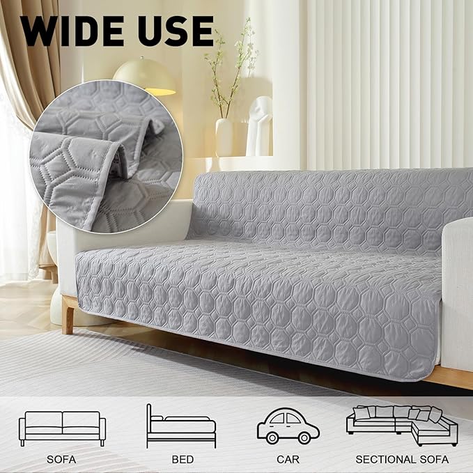 Waterproof Dog Bed Cover Non-Slip Stain Resistant pet Sofa Cushion, pet Mattress Cover Cover, Sofa Furniture Protector for Small Dogs Large Dogs and Cats (Light Gray) (82x82in)