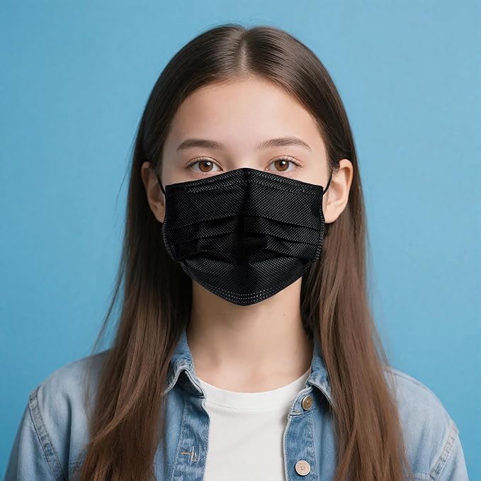 NNPCBT Black Disposable Face Masks 125 Pack, 3-Ply Breathable Mask
