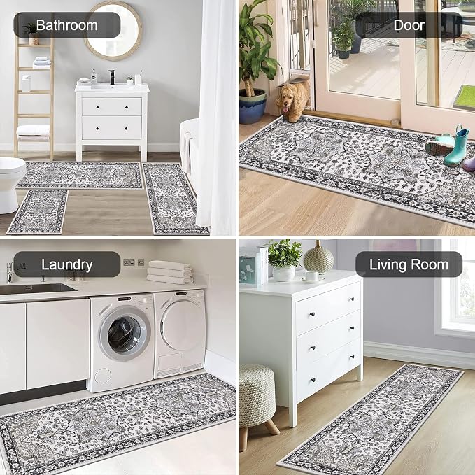 HEBE Boho Kitchen Rug Sets 3 Piece