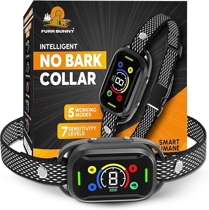 2026 Upgraded Intelligent Dog Bark Collar for Medium & Large Dogs (20 LBs-110 LBs)- Beep, Vibration & Safe Static Shock, 7 Sensitivity Levels Adjustment - Stops Excessive Barking (No Remote)