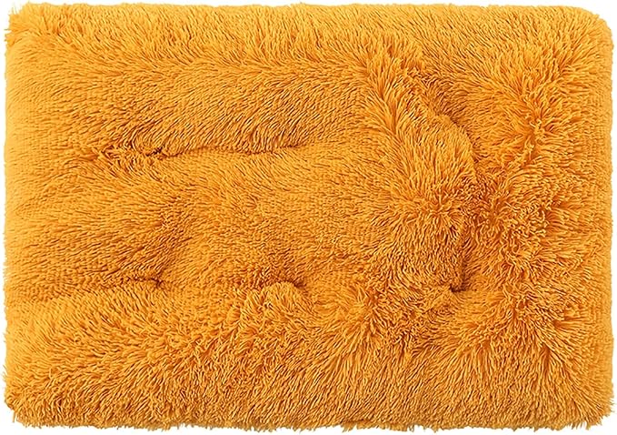 Dog Crate Mat, Dog Bed for Large Dogs, Comfy Fluffy Kennel Pad Anti-Slip for Dog beds & Furniture, Quilted Dog Bed for Pets for Medium/Small Dogs Cats (Color : Yellow, Size : 36x25)