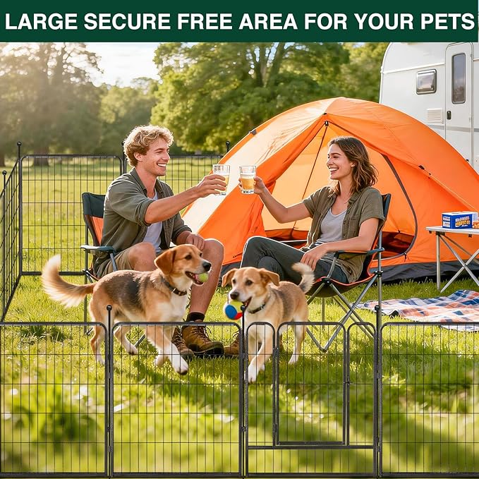 Dog Playpen Outdoor, 16 Panels 32" H Dog Pen Indoor, Metal Dog Fence Outdoor, Pet Fence for Large/Medium/Small Dogs, Indoor Puppy Playpen, Foldable Heavy Duty Exercise Pen for RV,Camping,Yard