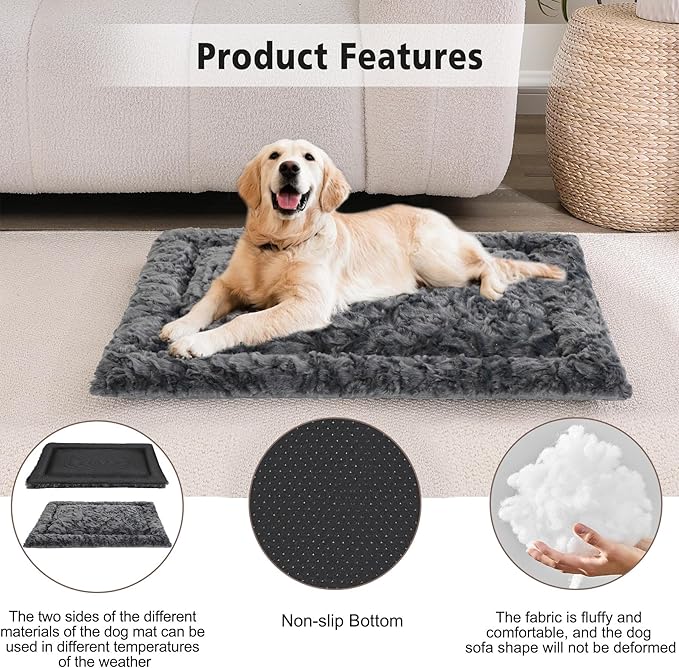 2 Pack Dog Bed for Large Medium Small Dogs,Reversible Rectangle Dog Bed,Washable Orthopedic Durable Sofa Bed for Pet Sleeping Puppy Cat-XL-Grey
