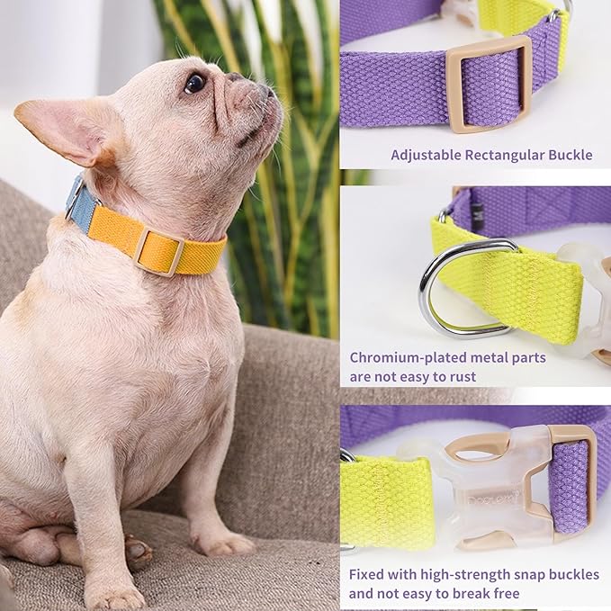 No Pull Dog Harness and Leash Set, Dog Collar, Step in Dog Halter Harness with Poop Bag Holder, Adjustable Lightweight Cotton Straps Suitable for Small Medium Large Dogs Outdoor Walking Running Hiking