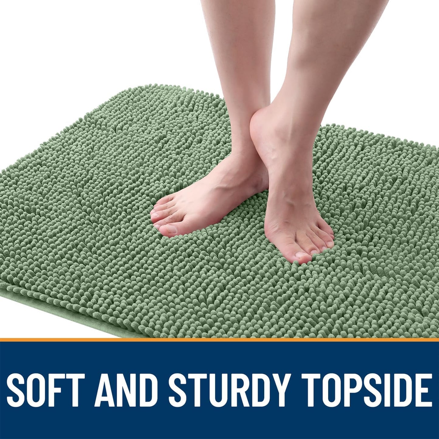 OLANLY Dog Door Mat for Muddy Paws 30x20, Absorbs Moisture and Dirt, Absorbent Non-Slip Washable Doormat, Quick Dry Chenille Mud Mat, Entry Indoor Entryway Carpet for Inside Floor, Olive Green