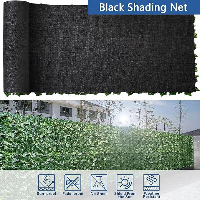 Artificial Ivy Fence Privacy Screen with Mesh Back, 59" x 118" Faux Ivy Vine Leaf Fence Panels, Balcony Privacy Screen, Hedge Wall Decoration for Outside, Garden, Yard, Patio
