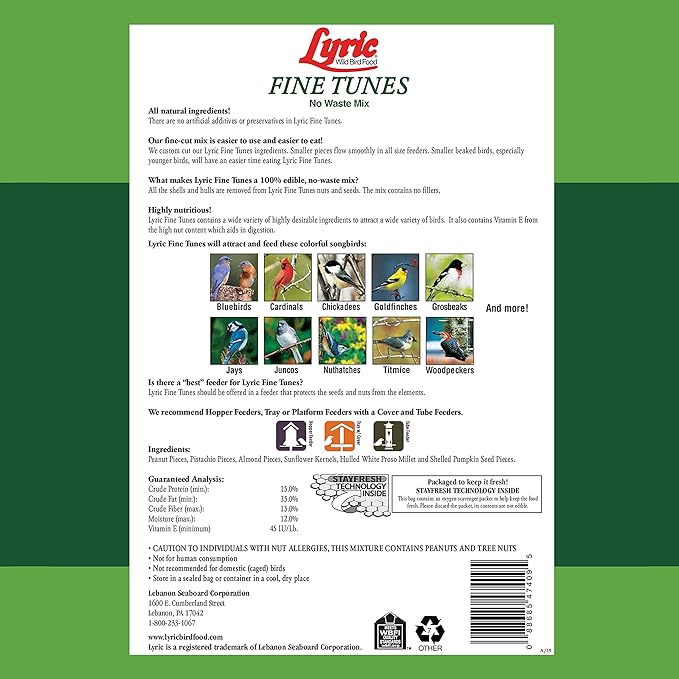 Lyric 26-47410 Fine Tunes No Waste Bird Seed Mix-15 lb, 15 lb