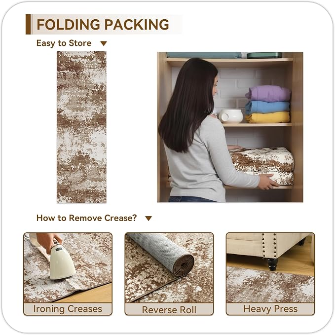 Brown Rug Runners for Hallways Kitchen 2.6x8 Non Slip Washable Entryway Runner