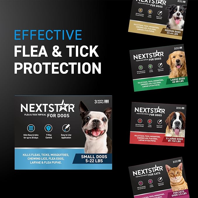 NEXTSTAR Flea and Tick Prevention for Dogs, Repellent & Control, Fast Acting Waterproof Topical Drops, Flea and Tick Prevention for Small Dogs, 6 Monthly Doses