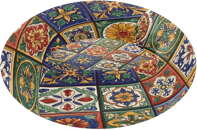 Round Cat Bed Dog Bed,13in Mexican Tile Patterns Washable Non-Slip Bottom Soft Pet Bed for Small Medium Dogs and Cats