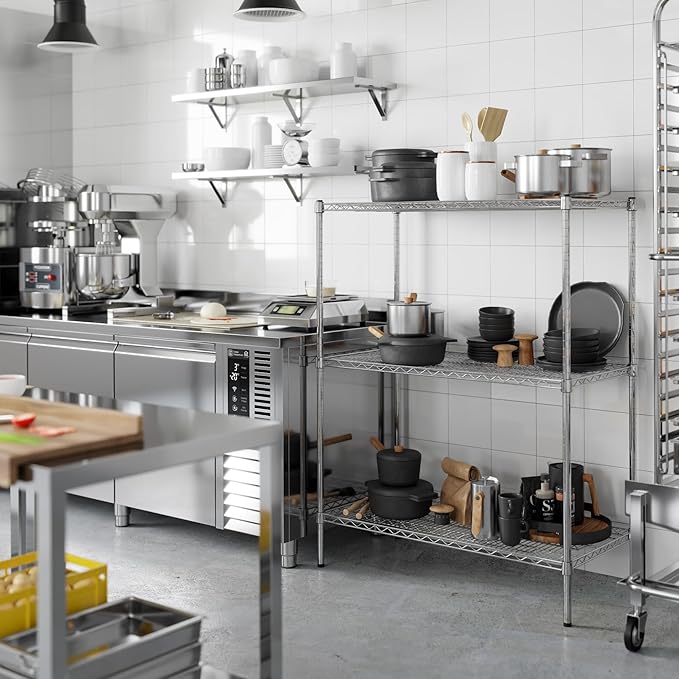 21" Deep x 42" Wide x 54" Height Wire Shelving Kit | 3-Tier | NSF Commercial Storage Rack Unit
