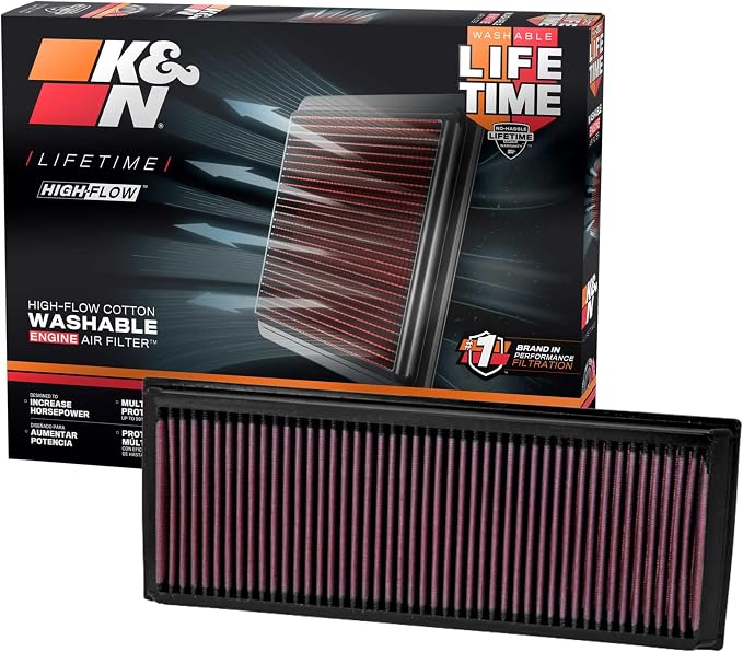 K&N High-Flow Original Lifetime Engine Air Filter: Increase Power: Premium