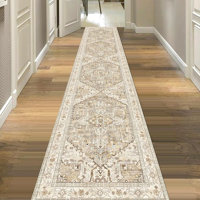 Yamaziot Washable Runner Rug, 2x10 Non-Slip Boho Vintage Hallway Rug Runner