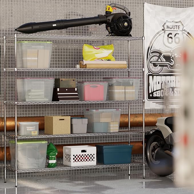 18" Deep x 72" Wide x 74" Height Wire Shelving Kit | 5-Tier | NSF Commercial Storage Rack Unit