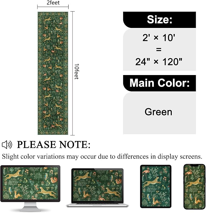 DUKINO 2x10 Rug for Hallway, Washable Kitchen Runner Rug